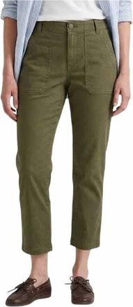 Eddie Bauer High Rise Utility Canvas Kick Crop Pants In Alder Green