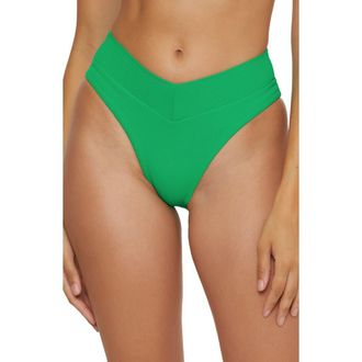 BECCA by Rebecca Virtue Modern Edge High Waist Bikini Bottoms in Verde at Nordstrom Rack, Size Medium