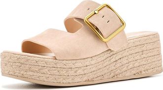 Franco Sarto L-Taziana Espadrille Sandals Womens Wedge Shoes Papaya Pink Suede : 7.5 M