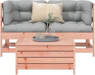 vidaXL Juego De Sof&aacute;s De Jard&iacute;n 3 Pzas Madera Maciza De Abeto Douglas Vidaxl