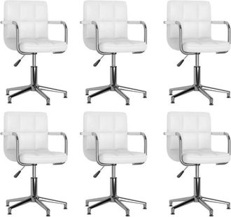 vidaXL Vidaxl - Sillas De Comedor Giratorias 6 Unidades Cuero Sint&eacute;tico Blanco