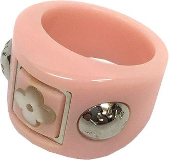 Louis Vuitton Pink Metal Resin Band Ring (Pre-Owned)
