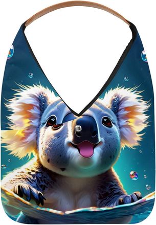 Generic Lovely Koala Swims Underwater Reusable Lightweight Grocery Bags - Foldable Into Compact Pouch, Washable & Sturdy, Multipurpose for Shopping and Travel