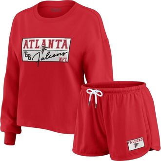 WEAR by Erin Andrews Womens WEAR by Erin Andrews Red Atlanta Falcons Heavy Rugby Jersey Long Sleeve T-Shirt & Shorts Lounge Set at Nordstrom, Size X-Large