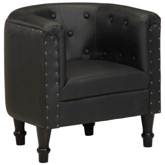 vidaXL Poltrona Cabriolet Nera in Vera Pelle vidaXL