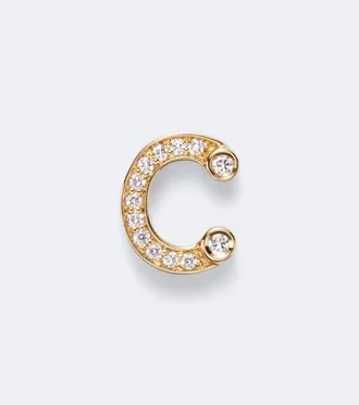 Sophie Bille Brahe Initial Petite C 18kt gold single earring with diamonds