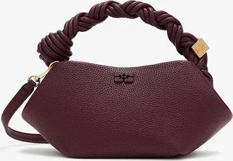 Ganni Red Mini Bou Bag in Burgundy