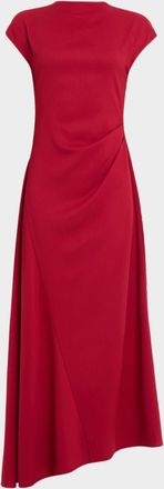 Staud Zaya Crepe Cap-Sleeve Maxi Dress