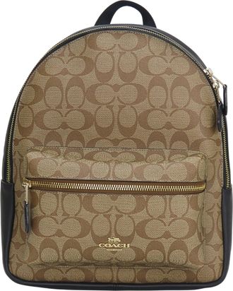 Coach Signature Black Brown Pvc Leather Backpack (Pre-Owned)