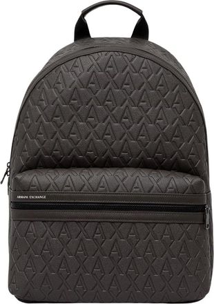A|X Armani Exchange Zaino con motivo a rilievo e tasca frontale con zip - - Bags - Uomo - Marrone - ONE SIZE