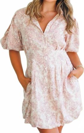 Olivaceous Bashful Bubble Hem Mini Dress In Beige