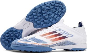 Generic Fashion Mens and Womens Low-top Teenagers Long Broken Nails Grass Sports Football Shoes, Broken Nails -- White and Blue, 4.5 UK