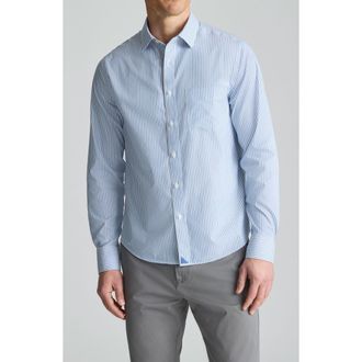 UNTUCKit Stripe Wrinkle Free Cotton Button-Up Shirt in Blue at Nordstrom, Size X-Large