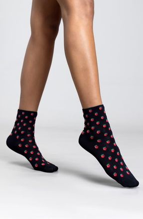K. Bell Socks Strawberry & Lips Assorted 2-Pack Quarter Socks in Black/Pink Multi at Nordstrom, Size 9