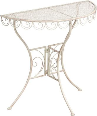 Beliani Beliani - Mesa de balcón exterior de metal estilo vintage tablero de 80 x 36 cm con estructura de hierro beige claro Juina