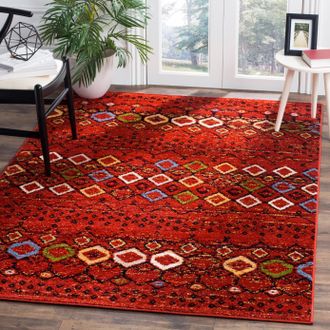 Safavieh Amsterdam Machine Made Area Rug, Terracotta / Multi Bohemian Style Easy Care