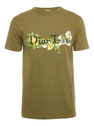 Dior x Denim Tears floral-logo T-shirt - Green