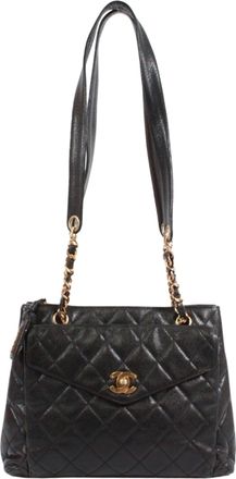 Chanel Black Grained Calfskin Tote Bag (Pre-Owned)