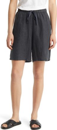 Eileen Fisher Drawstring Organic Linen Shorts in Graphite at Nordstrom, Size Xx-Small
