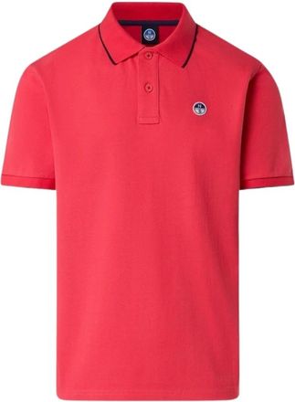 North Sails Tops, Heren, Roze, M, Katoen, Biologisch katoenen gestreepte kraag poloshirt