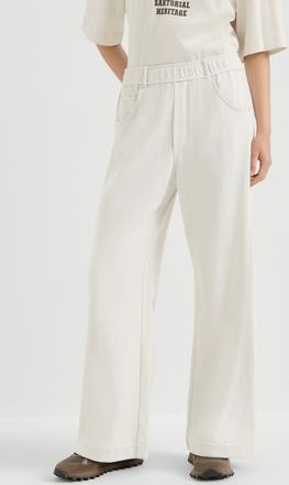 Brunello Cucinelli Cotton smooth French terry trousers in Milk at Nordstrom, Size Xxx-Large