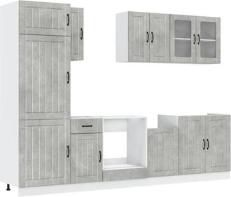 vidaXL Vidaxl - Conjunto De Armarios De Cocina lucca De 8 Piezas En Madera De Ingenier&iacute;a Gris Hormig&oacute;n