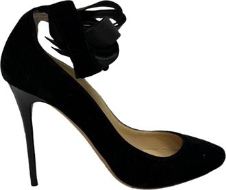 Jimmy Choo London Pre-owned Womens Rosana Ankle-Tie Strap Pumps in Black Velvet - Size EU 36