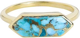 Tiramisu 14K Over Silver 2.39 Ct. Tw. Blue Copper Turquoise Ring