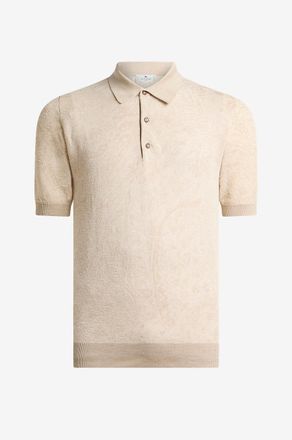 Etro Kurzarm-Jacquard-Strick-Polohemd aus Baumwolle mit Paisley-Motiv