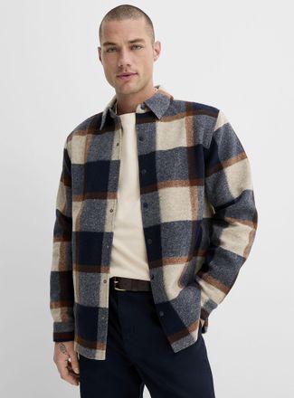 Le 31 Mens Check felt overshirt