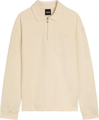 BOSS Boss Half-zip Cotton-blend Sweatshirt - Beige - Xxl