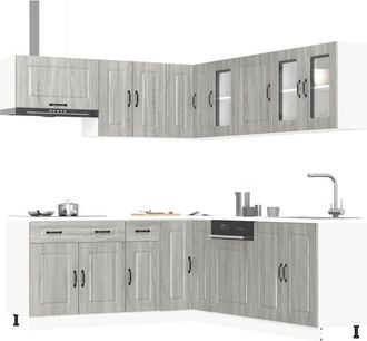 vidaXL Vidaxl - Mueble Cocina Kalmar Sonoma Gris 11 Pzas Madera Contrachapada