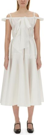 Patou White Off Shoulder Midi Dress