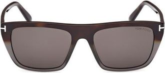 Tom Ford Aslan 56mm Rectangular Sunglasses in Havana Into Grey Havana at Nordstrom