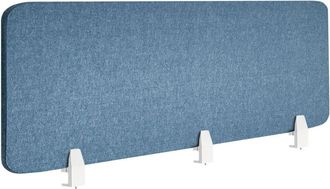 Beliani Desk Screen Blue PET Board Fabric Cover 180 x 50 cm Acoustic Screen Modular Mounting Clamps Home Office SPLIT