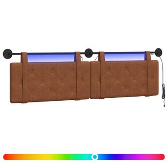 vidaXL Cabecero Colgante Con Luz Led Marr&oacute;n Pu Antiguo Vidaxl