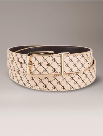 Calvin Klein Womens Reversible Monogram Logo Belt - Neutral - XS