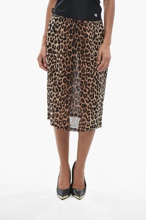 Saint Laurent Gonna in Satin a Motivo Animalier Saint Laurent