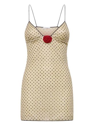 Os&eacute;ree Lumi&egrave;re Rose Pois mini dress - Neutrals