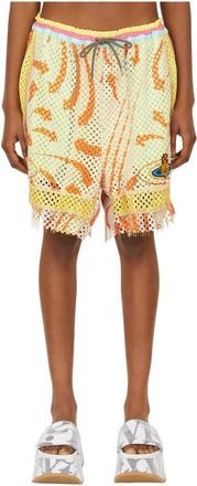Vivienne Westwood Rebelse Boksshort met Metalen Franje - Dames - Korte Broeken - Geel - XS - Polyester - Korte Broeken