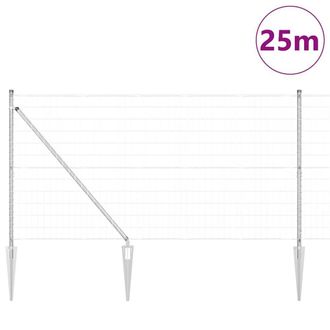 Berkfield Home Modern Euro Fence with 13 Spike Posts 1.2x25 m Galvanised Steel in Silver