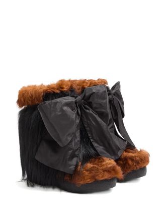 Valentino Garavani Snowish fur ankle boots - women - Rubber/Wool/Polyester/Lamb Fur/Goat Fur - 37.5 - Brown