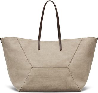 Brunello Cucinelli trapeze-body cotton-blend tote bag - women - Cotton/Linen/Flax - One Size - Neutrals