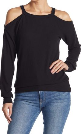 Go Couture Cold Shoulder Knit Sweater in Black at Nordstrom Rack, Size X-Large