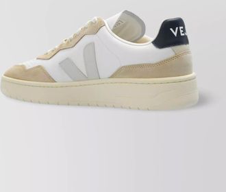 Veja leather round toe sneakers with suede panelling