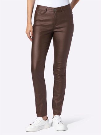 Heine R&ouml;hrenhose HEINE, Damen, Gr. 34, Normalgr&ouml;ssen, schoko, 76% Viskose, 21% Polyamid, 3% Elasthan, Miedereinsatz:15% Elasthan, 85% Polyamid, unifarben, l