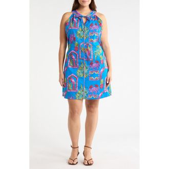 Sugarlips Bally Tropical Print Sleeveless Minidress in Pink-Blue-Green at Nordstrom, Size 3 X