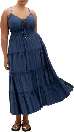 City Chic Aiza Midi Sundress in Petrol at Nordstrom, Size 22W