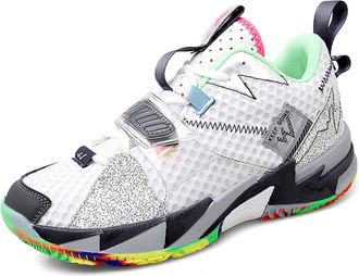 Generic Mens Breathable Mesh Basketball Shoes Lightweight Anti Slip Sports Shock-Absorbing Running Boots Walking Shoes(White,4.5 UK)