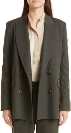 TWP Oversize Double Breasted Stretch Wool Blazer in Military at Nordstrom Rack, Size Large